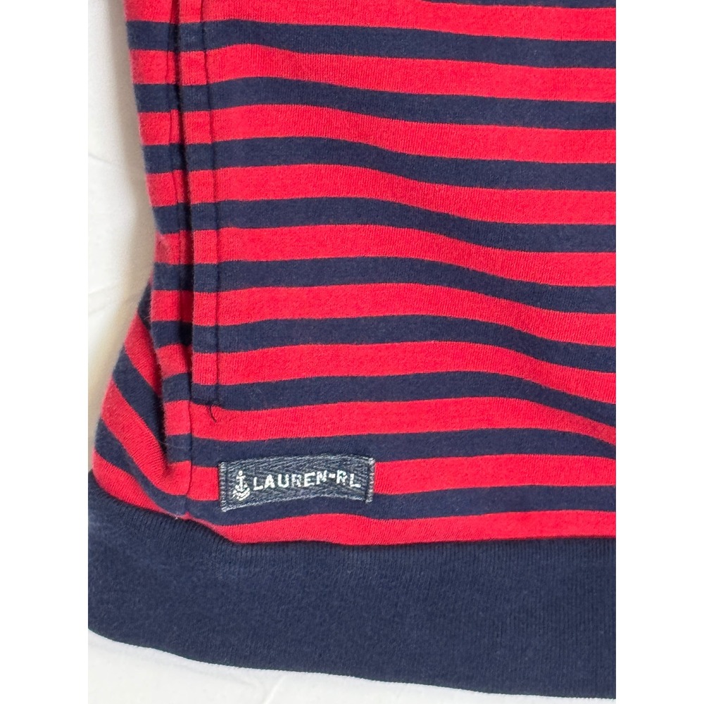 Lauren Ralph Lauren Striped Full Zip Hoodie Red Navy Blue‎ Nautical Women Small - Picture 2 of 4